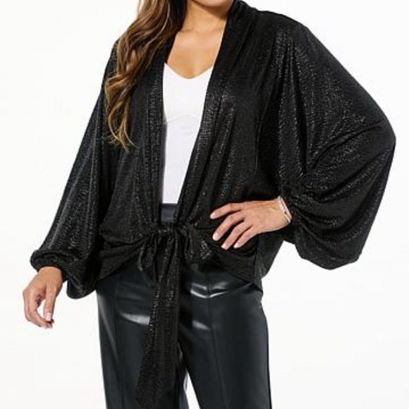 Colleen Lopez Textured Knit Tie-Front Topper - Picture 1 of 5